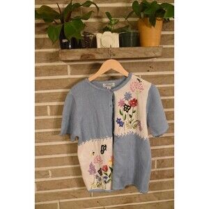 Haband Embroidered Sweater Size Medium Women's Cottagecore floral romantic